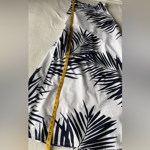 🌴Chicos Tropical Palm Print Back Pleat Midi Dress, size 0 (missy size 4) - Picture 15 of 16